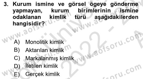 Mağaza Atmosferi Dersi 2022 - 2023 Yılı (Vize) Ara Sınavı 3. Soru