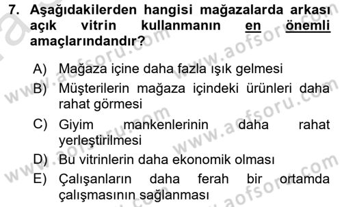 Mağaza Atmosferi Dersi 2022 - 2023 Yılı (Vize) Ara Sınavı 7. Soru