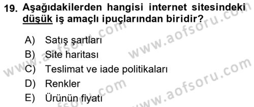 Mağaza Atmosferi Dersi 2022 - 2023 Yılı (Final) Dönem Sonu Sınavı 19. Soru