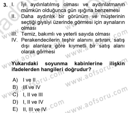 Mağaza Atmosferi Dersi 2022 - 2023 Yılı (Final) Dönem Sonu Sınavı 3. Soru