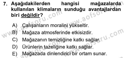 Mağaza Atmosferi Dersi 2022 - 2023 Yılı (Final) Dönem Sonu Sınavı 7. Soru