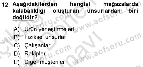 Mağaza Atmosferi Dersi 2023 - 2024 Yılı (Final) Dönem Sonu Sınavı 12. Soru