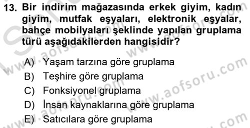 Mağaza Atmosferi Dersi 2023 - 2024 Yılı (Final) Dönem Sonu Sınavı 13. Soru