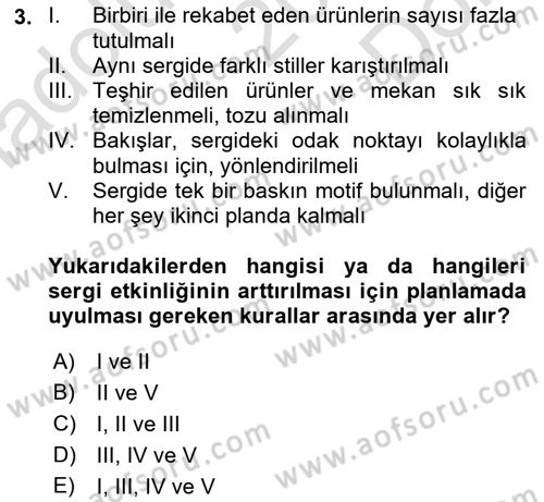 Mağaza Atmosferi Dersi 2023 - 2024 Yılı (Final) Dönem Sonu Sınavı 3. Soru