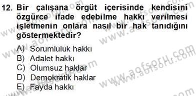 Organizasyonlarda Davranış Dersi 2012 - 2013 Yılı (Final) Dönem Sonu Sınav Soruları 12. Soru