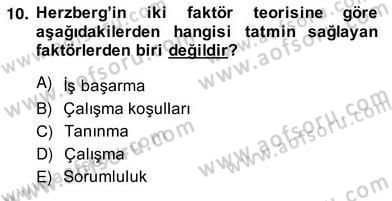 Organizasyonlarda Davranış Dersi Ara Sınavı Deneme Sınav Soruları 10. Soru