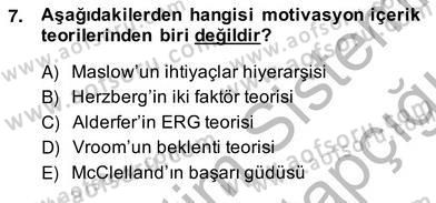 Organizasyonlarda Davranış Dersi Ara Sınavı Deneme Sınav Soruları 7. Soru