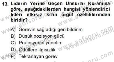 Organizasyonlarda Davranış Dersi Ara Sınavı Deneme Sınav Soruları 13. Soru
