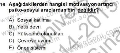 Organizasyonlarda Davranış Dersi Ara Sınavı Deneme Sınav Soruları 16. Soru