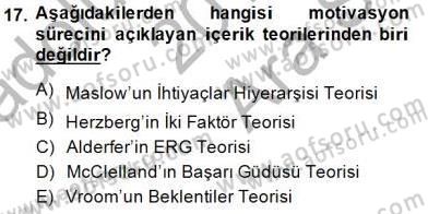 Organizasyonlarda Davranış Dersi Ara Sınavı Deneme Sınav Soruları 17. Soru