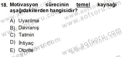 Organizasyonlarda Davranış Dersi Ara Sınavı Deneme Sınav Soruları 18. Soru