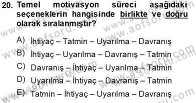 Organizasyonlarda Davranış Dersi 2014 - 2015 Yılı (Final) Dönem Sonu Sınavı 20. Soru