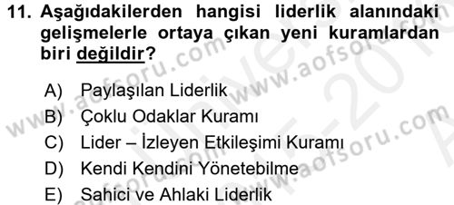 Organizasyonlarda Davranış Dersi Ara Sınavı Deneme Sınav Soruları 11. Soru