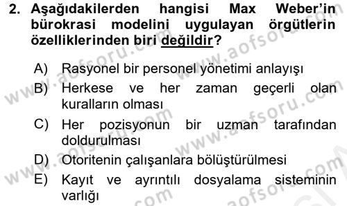 Organizasyonlarda Davranış Dersi Ara Sınavı Deneme Sınav Soruları 2. Soru
