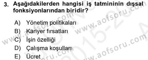 Organizasyonlarda Davranış Dersi Ara Sınavı Deneme Sınav Soruları 3. Soru