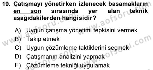 Organizasyonlarda Davranış Dersi 2015 - 2016 Yılı (Final) Dönem Sonu Sınav Soruları 19. Soru