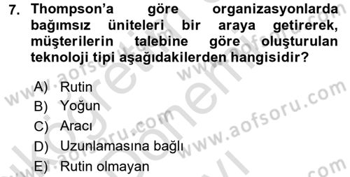 Organizasyonlarda Davranış Dersi 2015 - 2016 Yılı (Final) Dönem Sonu Sınav Soruları 7. Soru