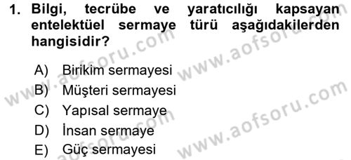 Organizasyonlarda Davranış Dersi Ara Sınavı Deneme Sınav Soruları 1. Soru