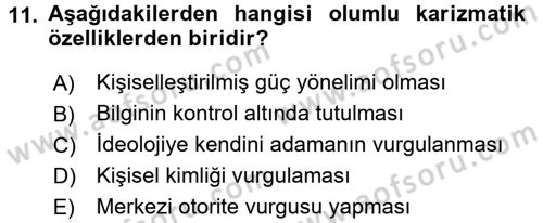Organizasyonlarda Davranış Dersi Ara Sınavı Deneme Sınav Soruları 11. Soru