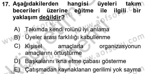 Organizasyonlarda Davranış Dersi Ara Sınavı Deneme Sınav Soruları 17. Soru