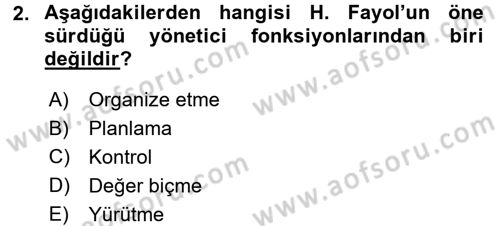 Organizasyonlarda Davranış Dersi Ara Sınavı Deneme Sınav Soruları 2. Soru