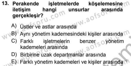 Perakende Yönetimi Dersi 2012 - 2013 Yılı (Vize) Ara Sınav Soruları 13. Soru