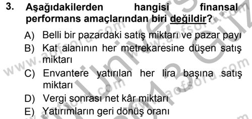 Perakende Yönetimi Dersi 2012 - 2013 Yılı (Vize) Ara Sınav Soruları 3. Soru