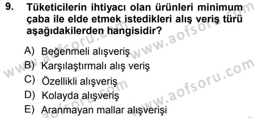 Perakende Yönetimi Dersi 2012 - 2013 Yılı (Vize) Ara Sınav Soruları 9. Soru