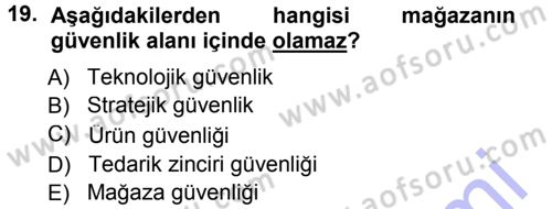Perakende Yönetimi Dersi 2012 - 2013 Yılı (Final) Dönem Sonu Sınav Soruları 19. Soru