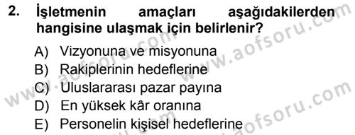 Perakende Yönetimi Dersi 2012 - 2013 Yılı (Final) Dönem Sonu Sınav Soruları 2. Soru