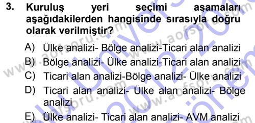 Perakende Yönetimi Dersi 2012 - 2013 Yılı (Final) Dönem Sonu Sınav Soruları 3. Soru