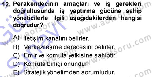 Perakende Yönetimi Dersi 2013 - 2014 Yılı (Vize) Ara Sınav Soruları 12. Soru