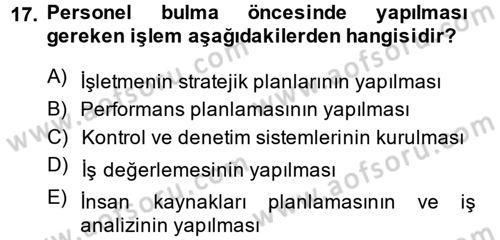 Perakende Yönetimi Dersi 2013 - 2014 Yılı (Vize) Ara Sınav Soruları 17. Soru