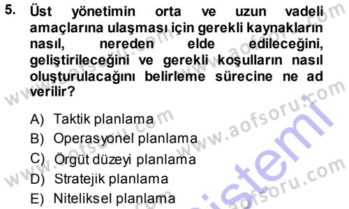Perakende Yönetimi Dersi 2013 - 2014 Yılı (Vize) Ara Sınav Soruları 5. Soru