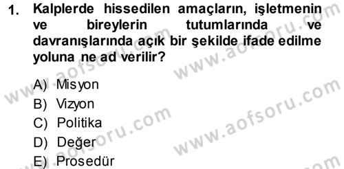 Perakende Yönetimi Dersi 2013 - 2014 Yılı (Final) Dönem Sonu Sınav Soruları 1. Soru