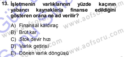 Perakende Yönetimi Dersi 2013 - 2014 Yılı (Final) Dönem Sonu Sınav Soruları 13. Soru
