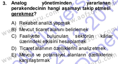 Perakende Yönetimi Dersi 2013 - 2014 Yılı (Final) Dönem Sonu Sınav Soruları 3. Soru