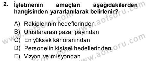 Perakende Yönetimi Dersi 2013 - 2014 Yılı Tek Ders Sınav Soruları 2. Soru