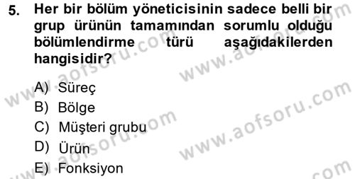 Perakende Yönetimi Dersi 2013 - 2014 Yılı Tek Ders Sınav Soruları 5. Soru