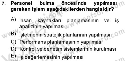 Perakende Yönetimi Dersi 2013 - 2014 Yılı Tek Ders Sınav Soruları 7. Soru