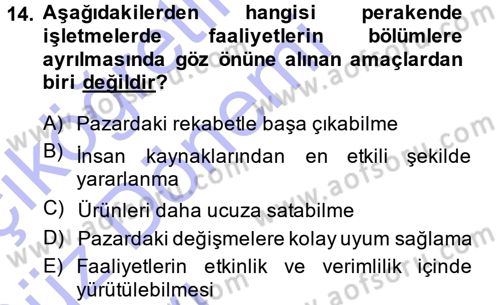 Perakende Yönetimi Dersi 2014 - 2015 Yılı (Vize) Ara Sınav Soruları 14. Soru