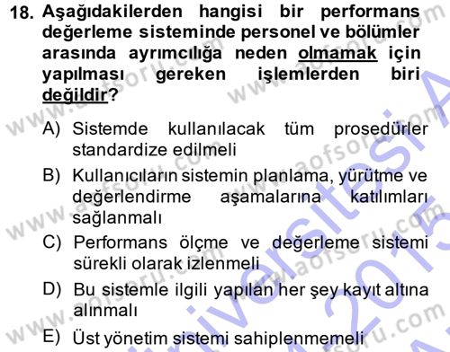 Perakende Yönetimi Dersi 2014 - 2015 Yılı (Vize) Ara Sınav Soruları 18. Soru