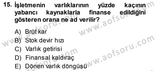 Perakende Yönetimi Dersi 2014 - 2015 Yılı Tek Ders Sınav Soruları 15. Soru