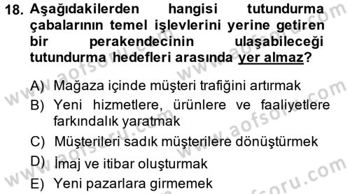 Perakende Yönetimi Dersi 2014 - 2015 Yılı Tek Ders Sınav Soruları 18. Soru