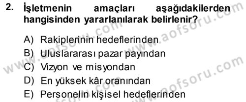 Perakende Yönetimi Dersi 2014 - 2015 Yılı Tek Ders Sınav Soruları 2. Soru
