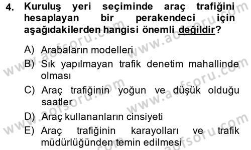 Perakende Yönetimi Dersi 2014 - 2015 Yılı Tek Ders Sınav Soruları 4. Soru