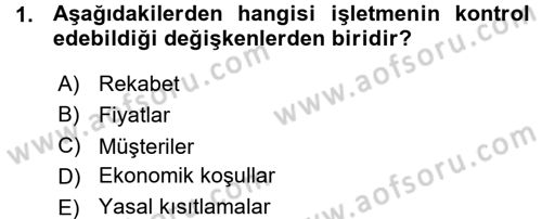 Perakende Yönetimi Dersi 2015 - 2016 Yılı (Vize) Ara Sınav Soruları 1. Soru