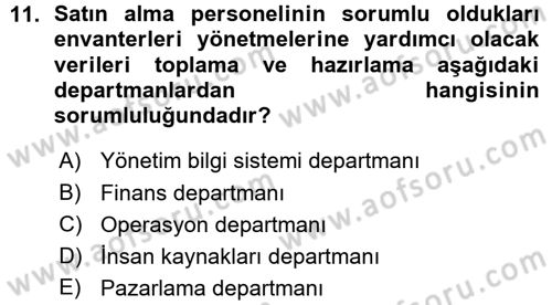 Perakende Yönetimi Dersi 2015 - 2016 Yılı (Vize) Ara Sınav Soruları 11. Soru