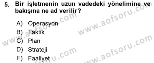 Perakende Yönetimi Dersi 2015 - 2016 Yılı (Vize) Ara Sınav Soruları 5. Soru