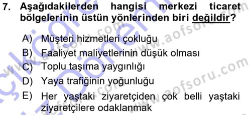 Perakende Yönetimi Dersi 2015 - 2016 Yılı (Vize) Ara Sınav Soruları 7. Soru